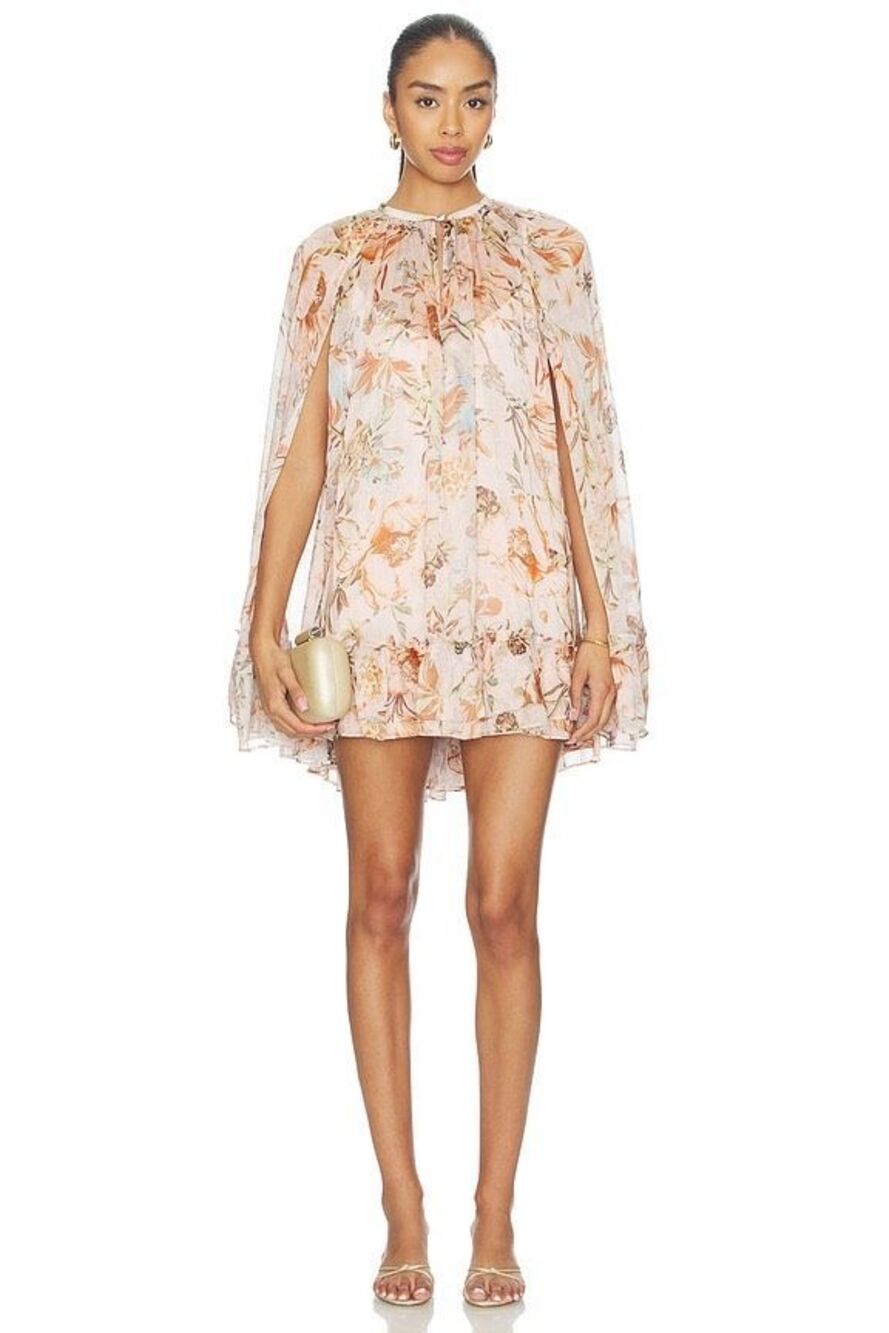 HEMANT AND NANDITA Mini Dress Cape in Beige Size Small $548